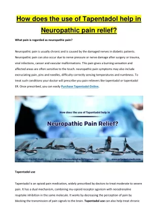 how does the use of tapentadol help in