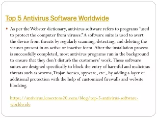 Top 5 Antivirus Software Worldwide