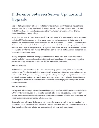 difference between server update and upgrade