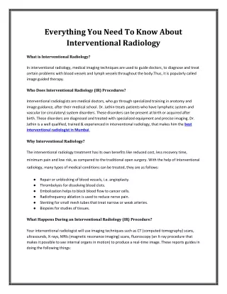 Everything You Need To Know About Interventional Radiology