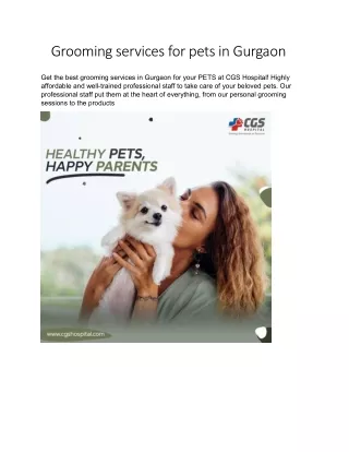 grooming services for pets in gurgaon
