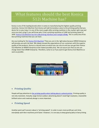 what features should the best konica 512i machine