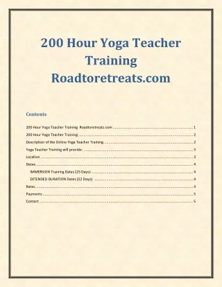 200 Hour Yoga Teacher Training - Roadtoretreats.com