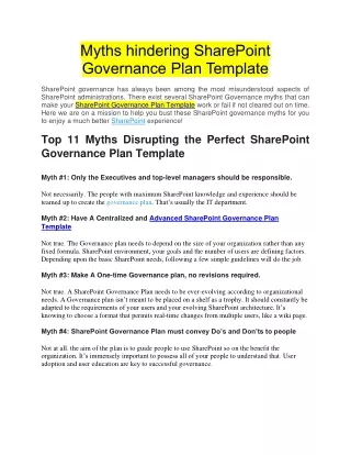 myths hindering sharepoint governance plan