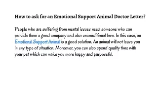 How to ask for an Emotional Support Animal Doctor Letter?