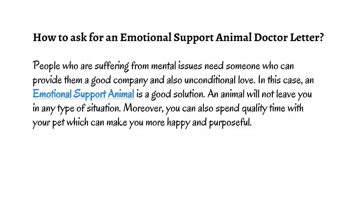 how to ask for an emotional support animal doctor letter