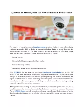 type of fire alarm system you need to install