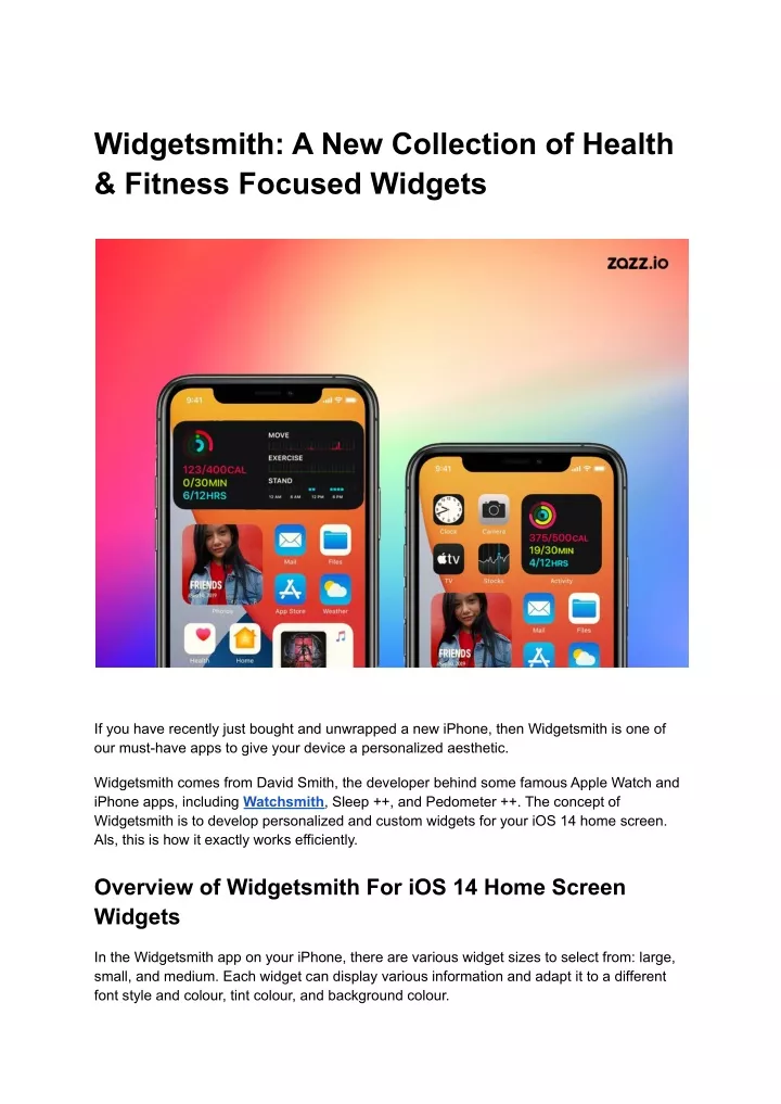 widgetsmith a new collection of health fitness