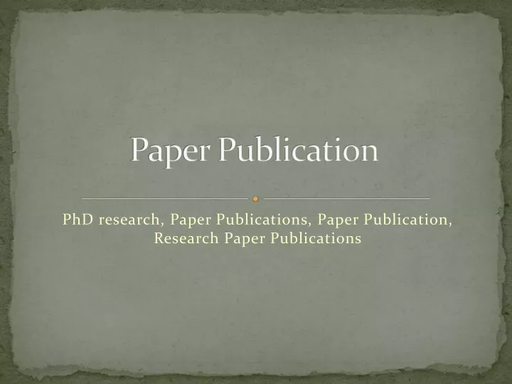 paper publication