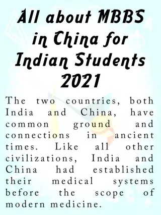 All about MBBS in China for Indian Students 2021