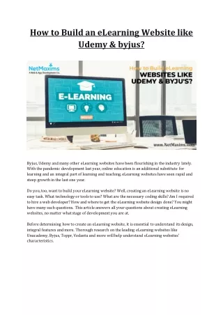 how to build an elearning website like udemy byjus