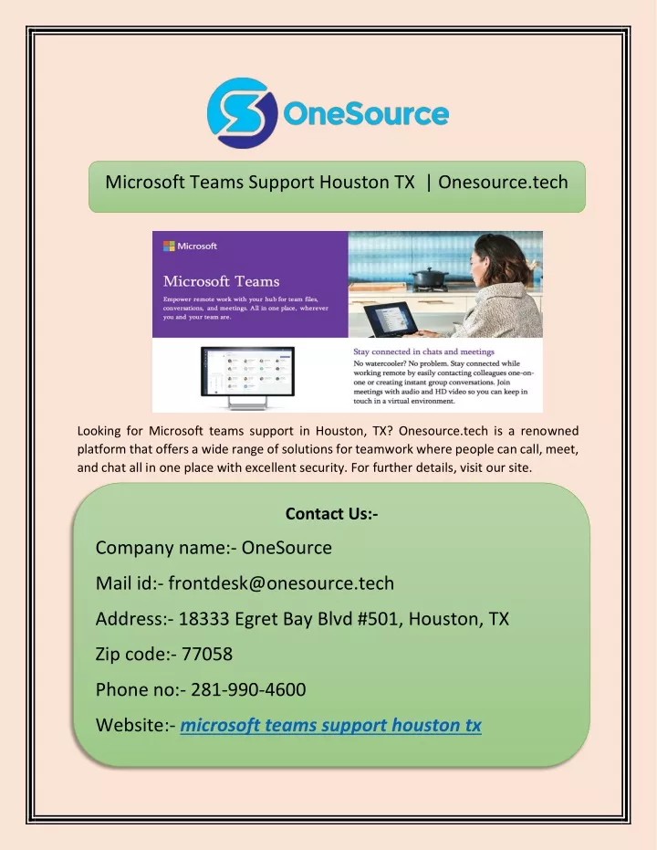 microsoft teams support houston tx onesource tech
