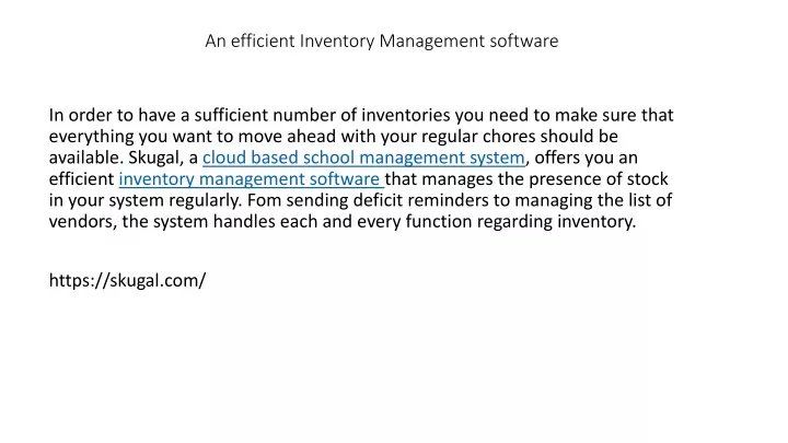 an efficient inventory management software
