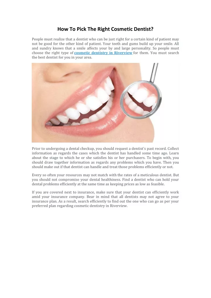 how to pick the right cosmetic dentist
