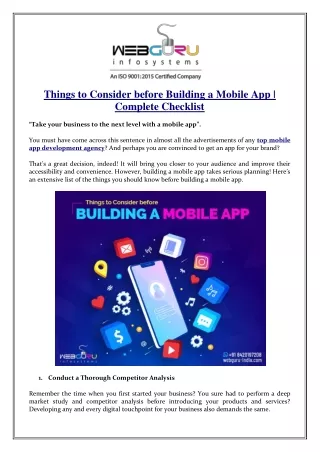things to consider before building a mobile