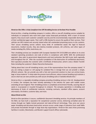 shred on site offer a fully compliant