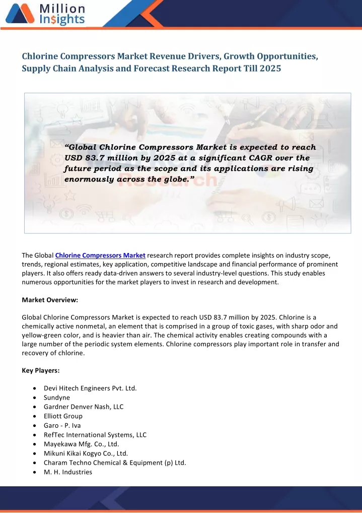 chlorine compressors market revenue drivers