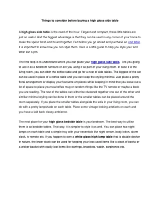 things to consider before buying a high gloss