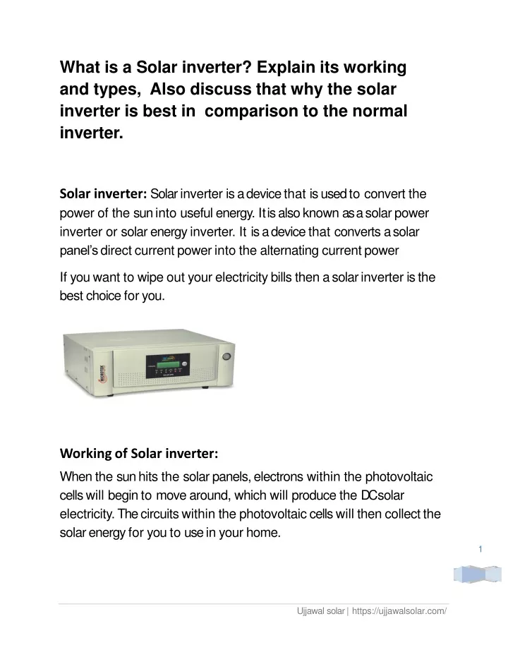 what is a solar inverter explain its working