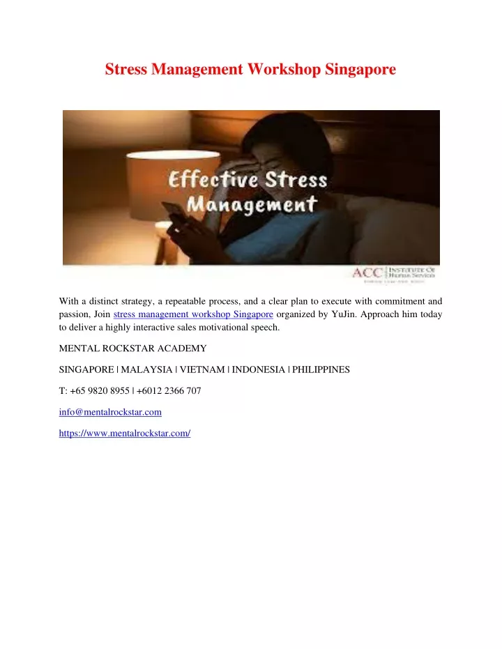 stress management workshop singapore