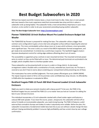 best budget subwoofers in 2020