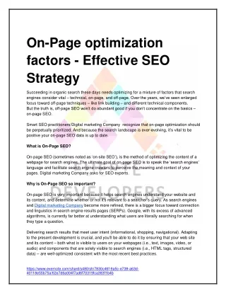 on page optimization factors effective