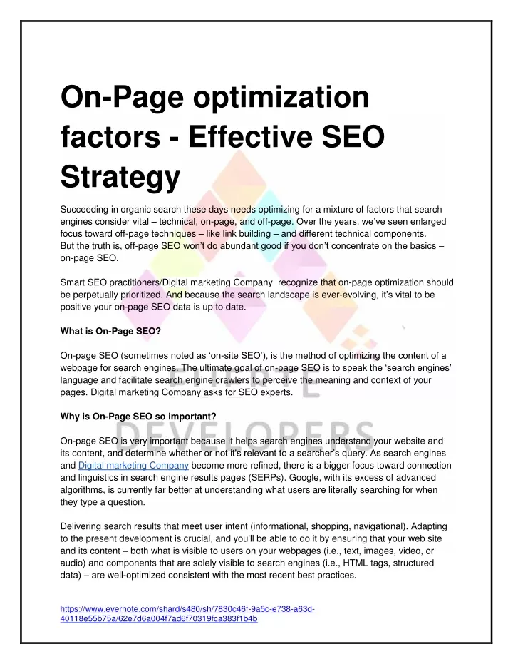 on page optimization factors effective