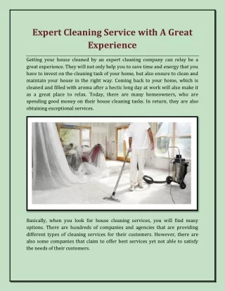 expert cleaning service with a great experience