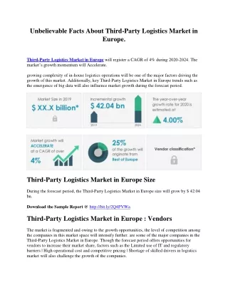 Unbelievable facts about third party logistics market in Europe