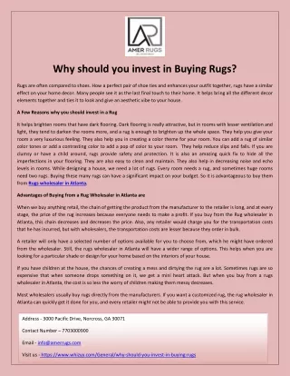 Why Should you Invest in Buying Rugs?