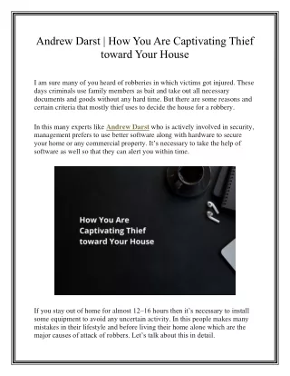 Andrew Darst - How You Are Captivating Thief toward Your House