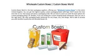 Wholesale Custom Boxes | Custom Boxes World
