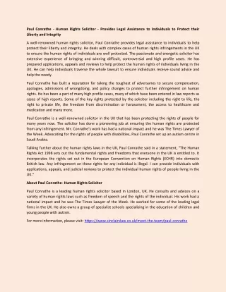 paul conrathe human rights solicitor provides