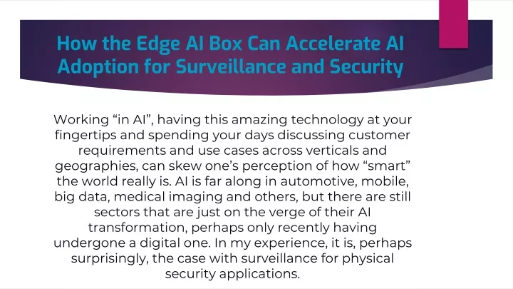 how the edge ai box can accelerate ai adoption for surveillance and security