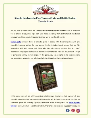 Simple Guidance to Play Terrain Crate and Battle System Terrain Crate
