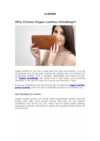Why Choose Vegan Leather Handbags?