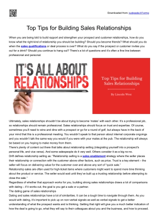 Top Tips for Building Sales Relationships