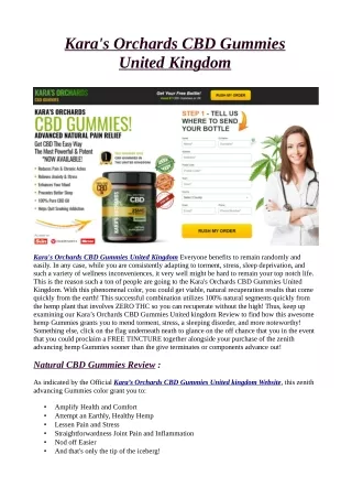 Kara’s Orchards CBD Gummies {United Kingdom} UK” Reviews, Pain Relief, Benefits Price & Buy?