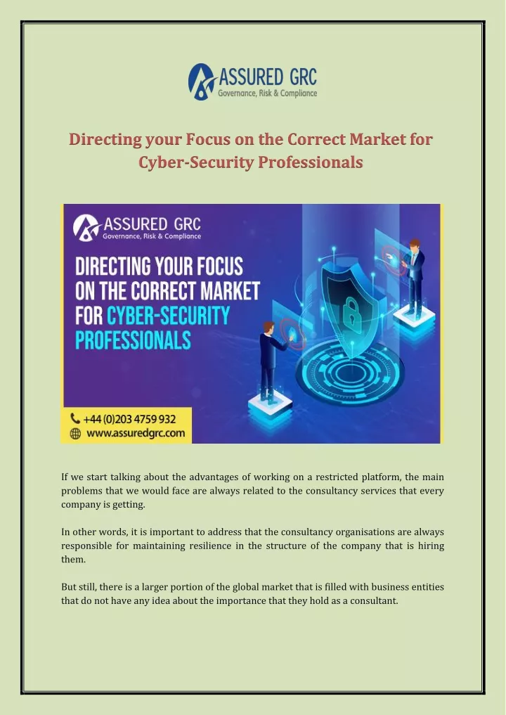 directing your focus on the correct market