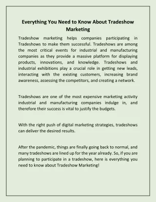 everything you need to know about tradeshow