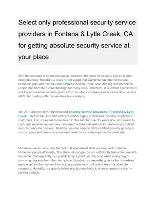 select only professional security service