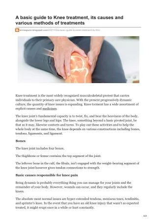 a basic guide to knee treatment its causes