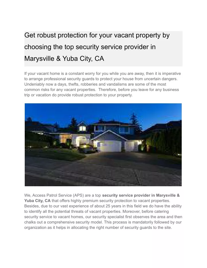 get robust protection for your vacant property by