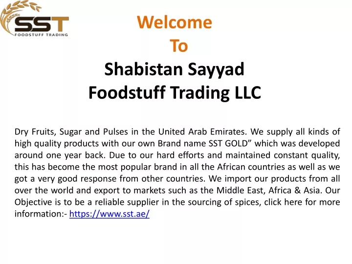 welcome to shabistan sayyad foodstuff trading llc