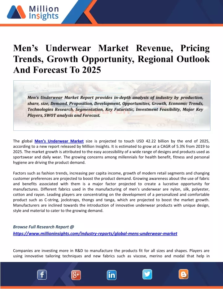 men s underwear market revenue pricing trends