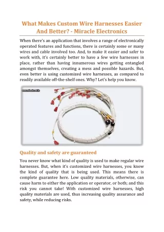 what makes custom wire harnesses easier