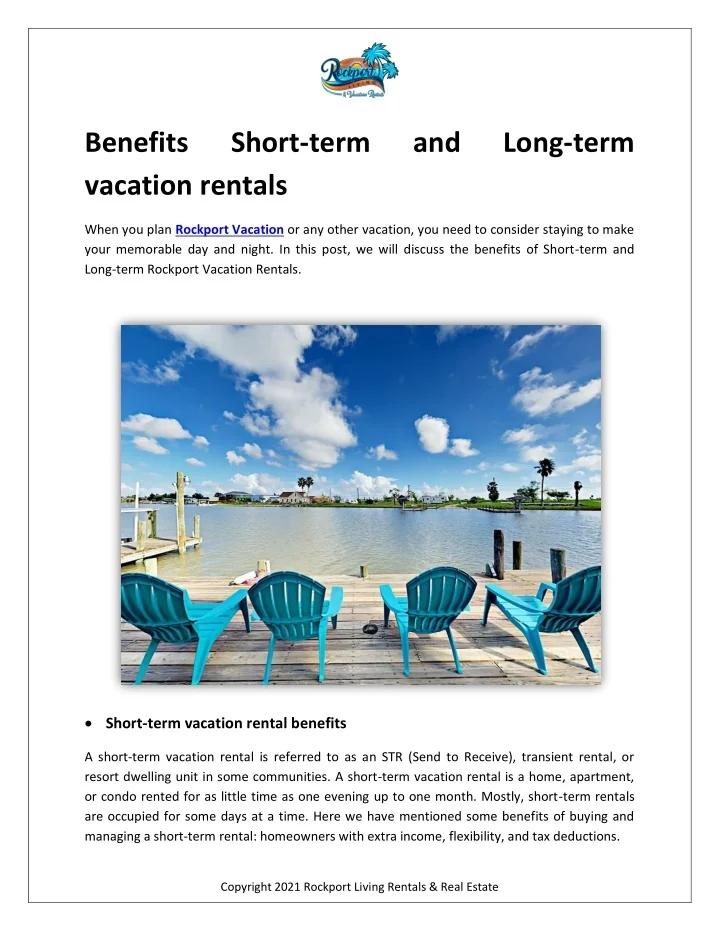 Vacation Rental Description Examples PPT - Benefits Short-term and Long-term vacation rentals PowerPoint ...