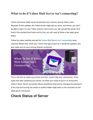 what to do if yahoo mail server isn t connecting