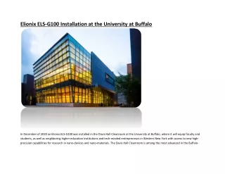 Elionix ELS-G100 Installation at the University at Buffalo