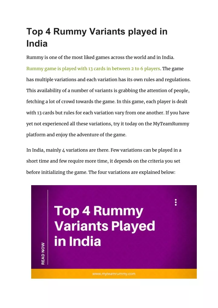 top 4 rummy variants played in india